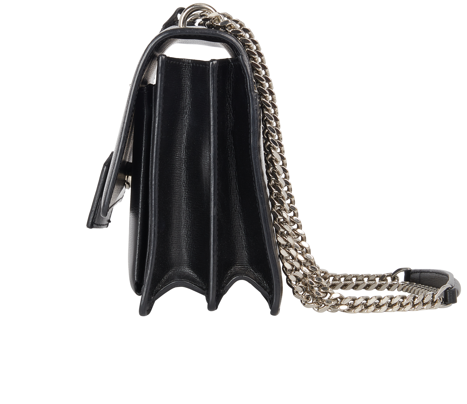 Medium Sunset Shoulder Bag 3*, &pound;1,400, Handbags, Black, Leather, Bottom view